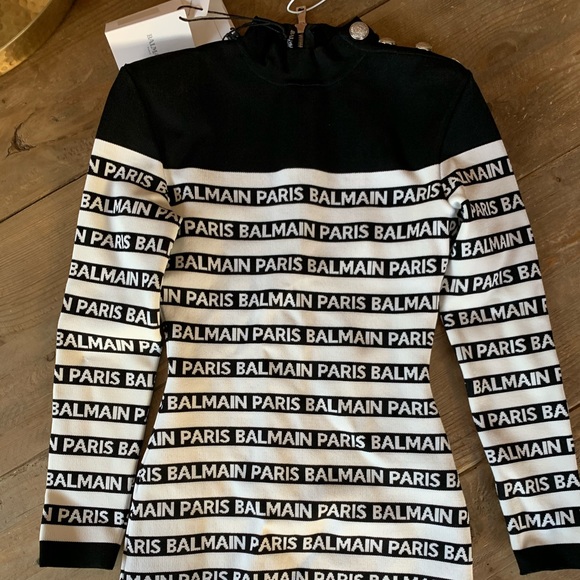 Balmain Striped Logo Knit BNWT - Picture 2 of 13